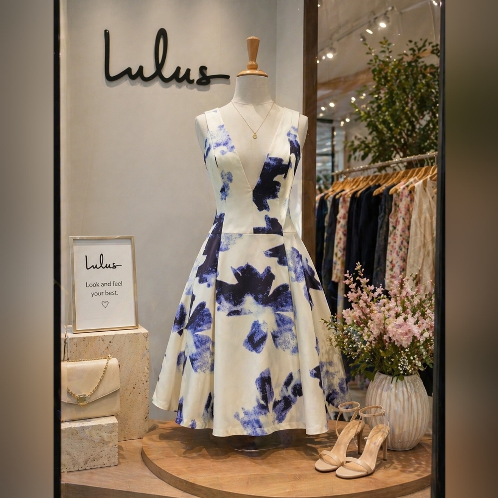 Lulu's Blue and White Floral Mini Dress